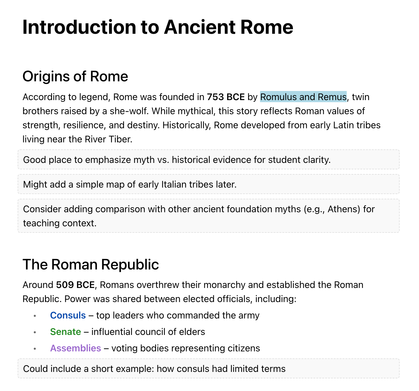 Editor with private notes